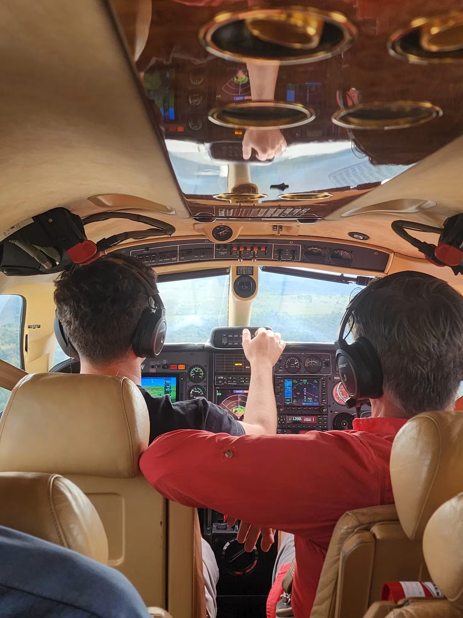 General aviation cockpit en route to Southern West Virginia for a Hatfield-McCoy Trails fly-in trip
