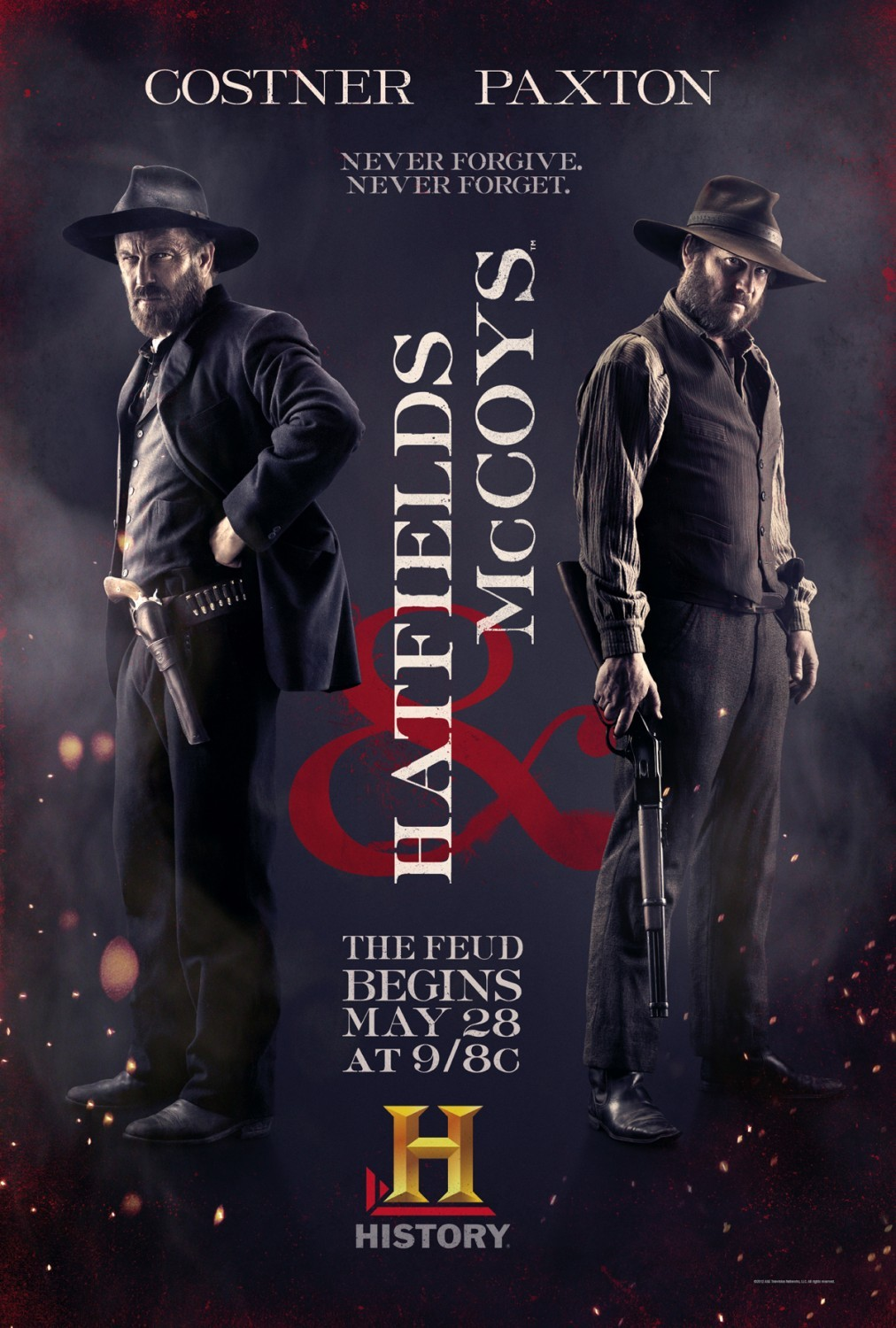 Hatfields and McCoys 2012 History miniseries poster with Kevin Costner and Bill Paxton