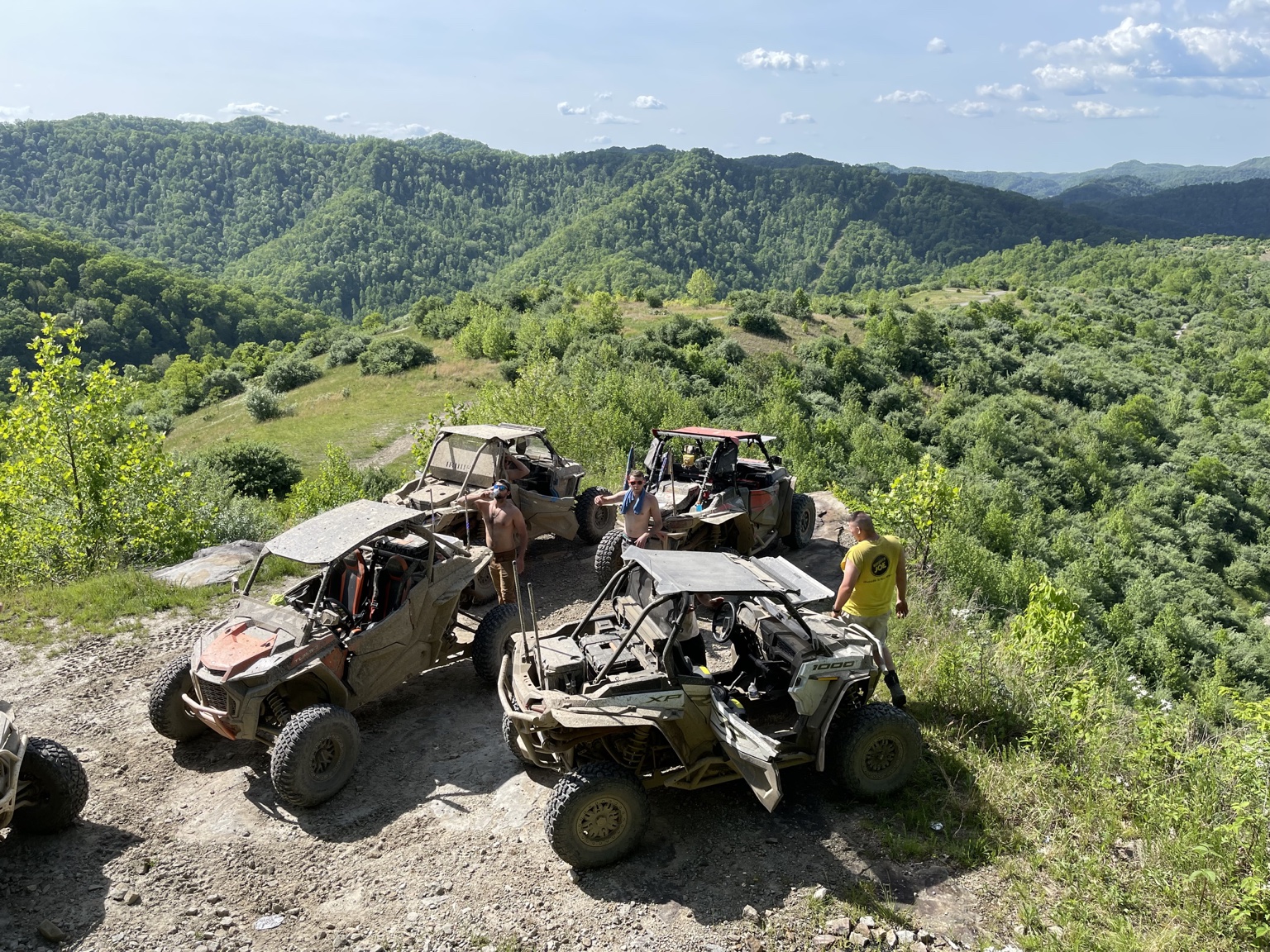 ATV and UTV riders overlooking the mountains near Matewan, West Virginia
